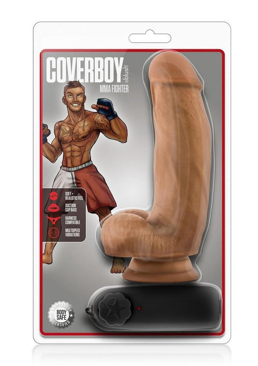 Loverboy Mma Fighter Vibrating Cock with Balls - Brown/Caramel - 7in