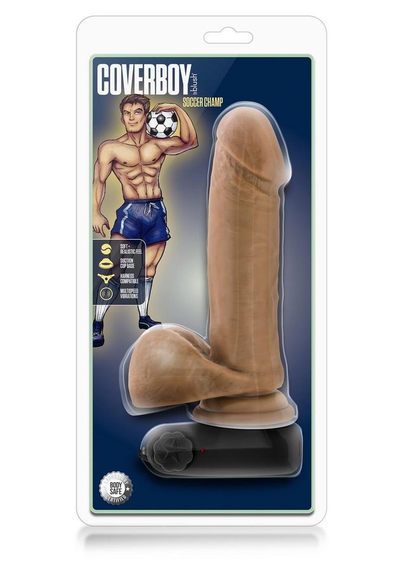 Loverboy Soccer Champ Vibrating Dildo with Balls - Brown/Caramel - 8in