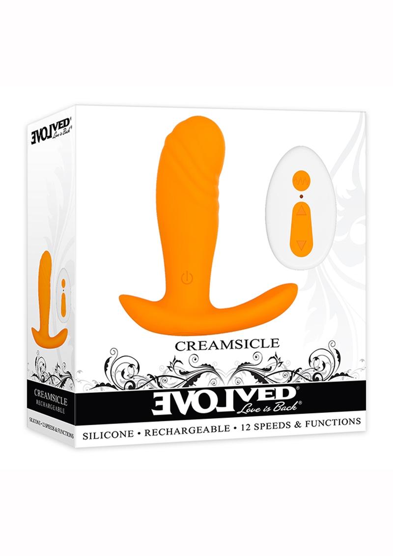 Creamsicle Silicone Rechargeable Wearable Vibrator with Remote Control - Orange/White