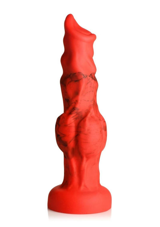 Creature Cocks Fire Hound Silicone Dildo - Black/Red - Medium
