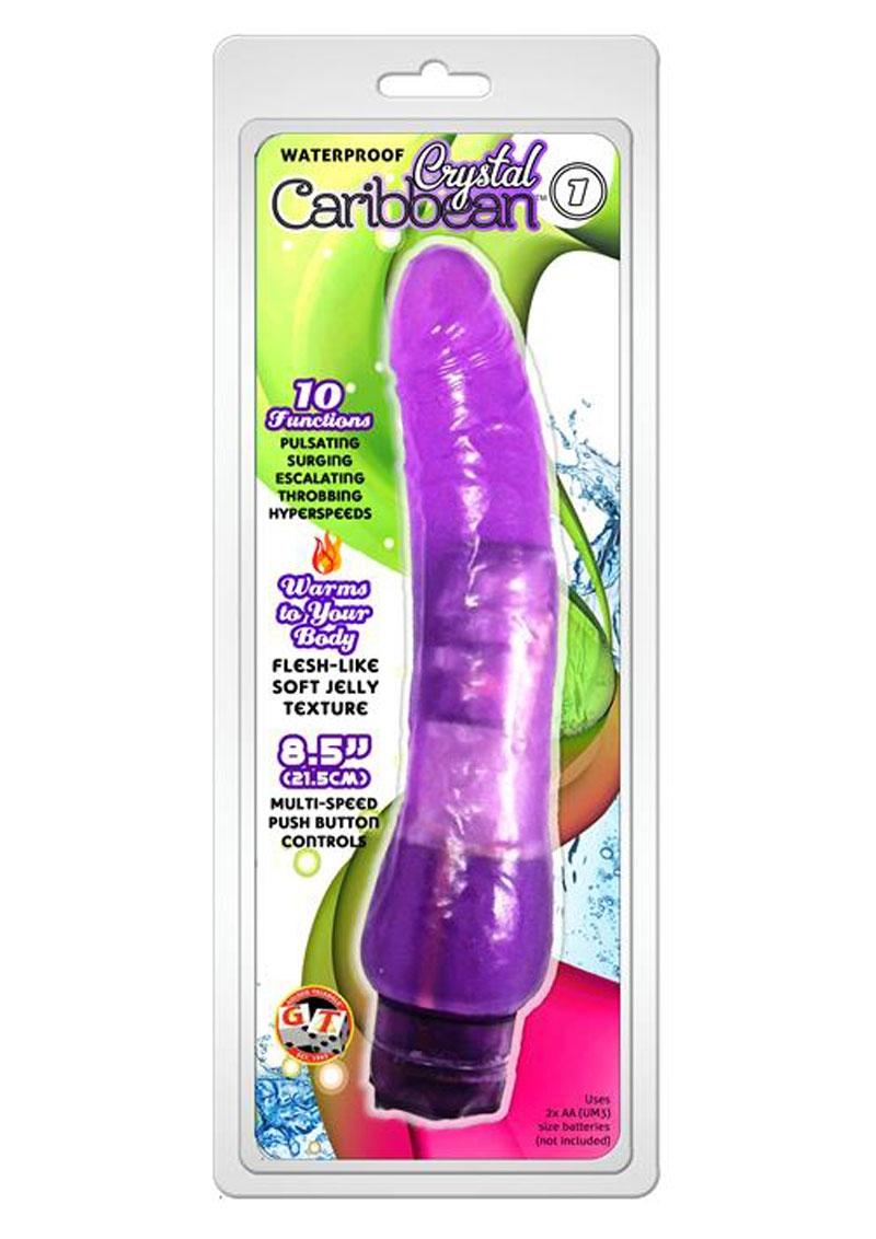 Crystal Caribbean Number 1 Jelly Vibrator - Purple - 8.5in