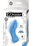 Devine Vibes Exciter Rechargeable Silicone Glow In The Dark Vibrator - Blue