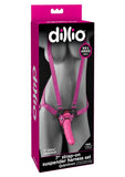 Dillio Strap-On Suspender Harness Set with Silicone Dildo - Pink - 7in