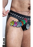 Dog Pack Pup Taggers 6-Tag Dog Jock - Black/Silver - Large