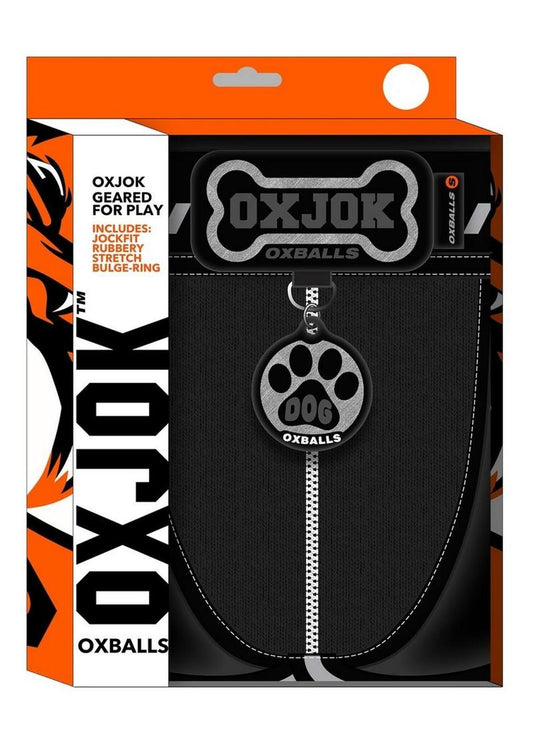 Dog Pack Pup Taggers 6-Tag Dog Jock - Black/Silver - XLarge