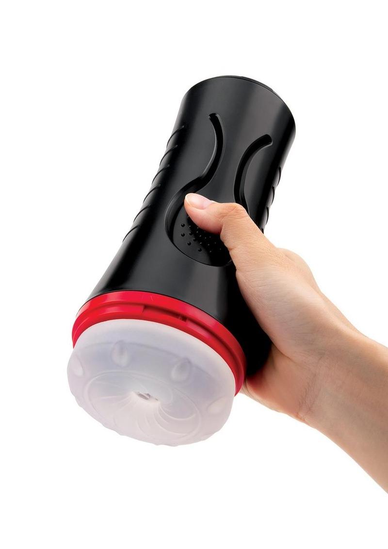 Envy Toys Squeezable Clear Clutch Vibrating Discreet Textured Stroker - Black