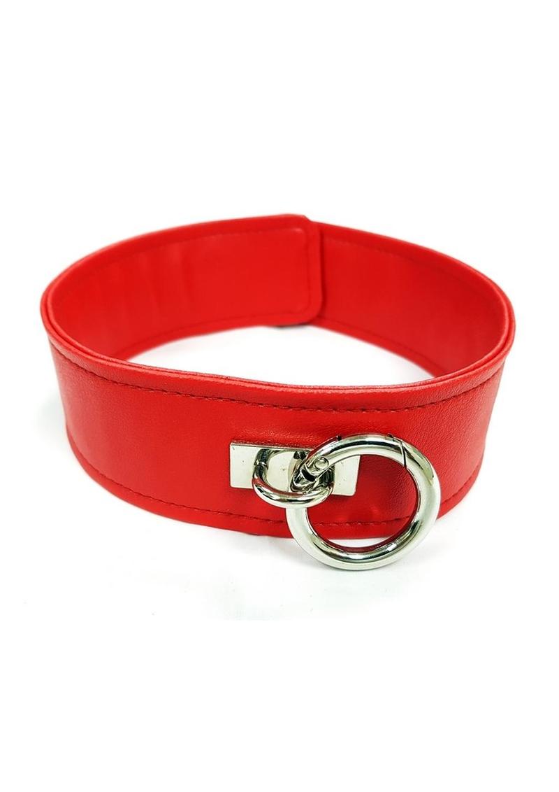 Fetish Play Collar Vegan Leather - Red