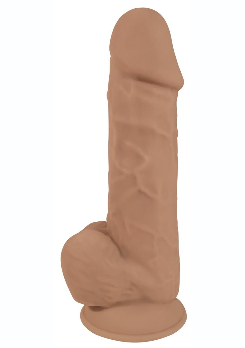 Fleshstixxx Dual Density Silicone Bendable Dong with Balls - Caramel - 8in