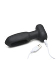 Flickers Bum Flick Flicking and Vibrating Rechargeable Silicone Butt Plug with Remote - Black