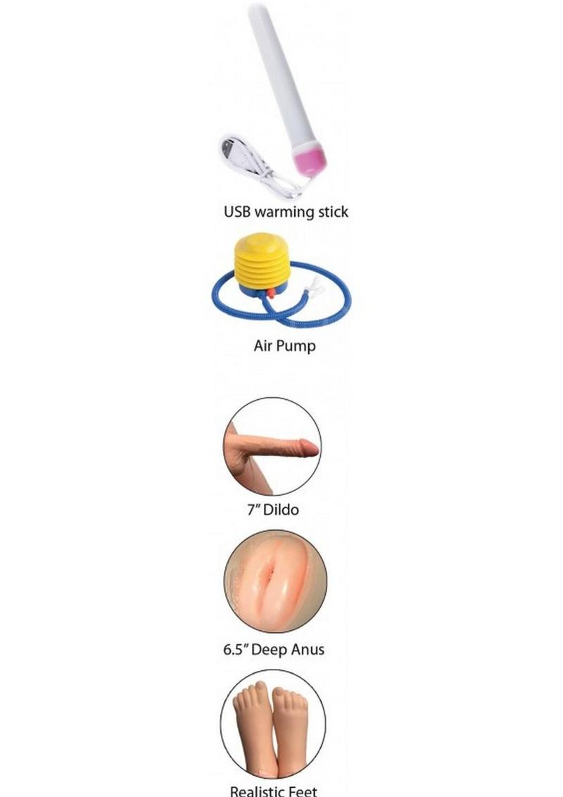 Fuck Friends Justin Inflatable 59in Love Doll with Vibrating Cock - Vanilla