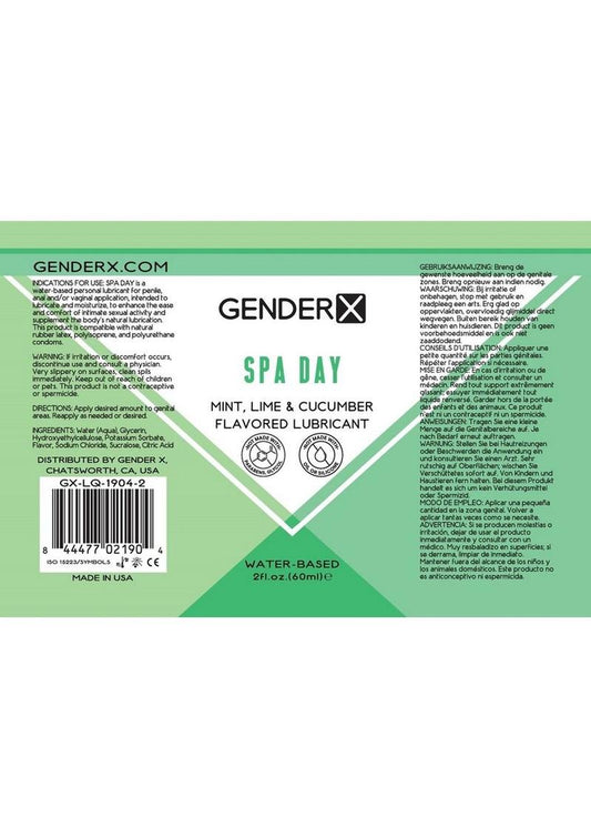 Gender X Spa Day Water Based Flavored Lubricant 2oz - Mint