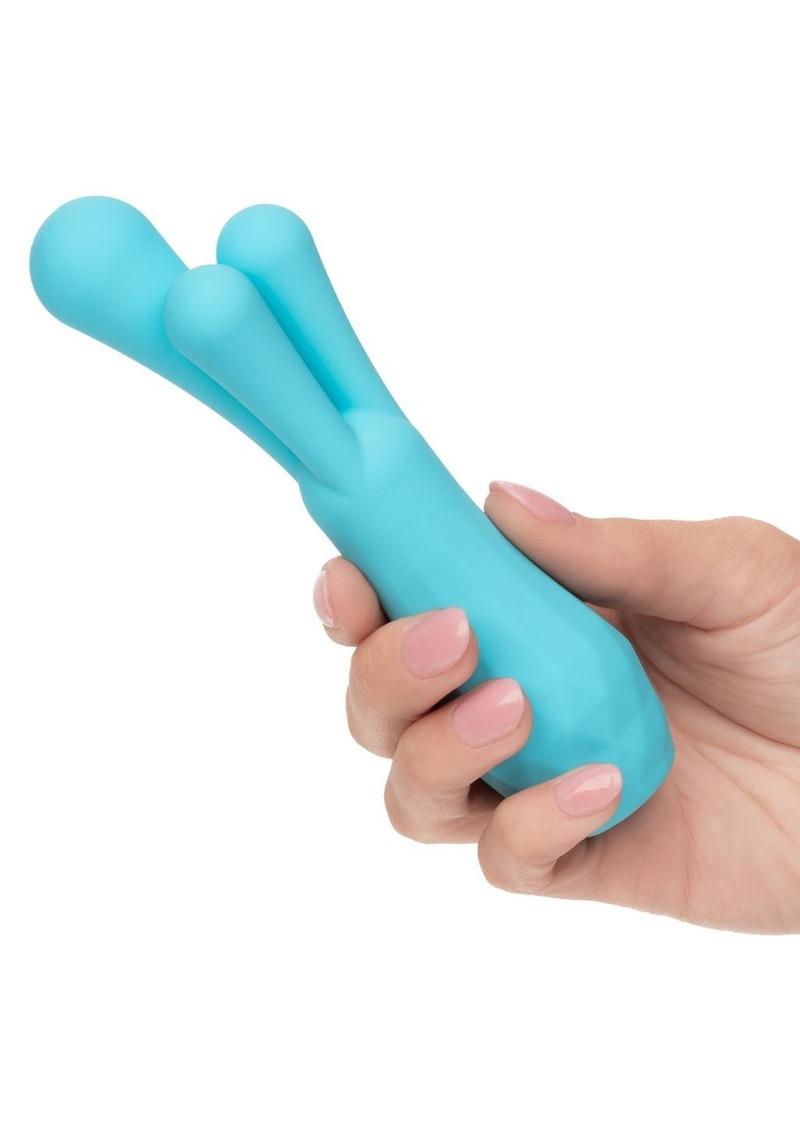 Gia Triple Teaser Silicone Rechargeable Vibrator - Blue