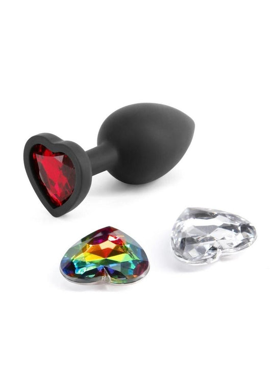 Glams Xchange Heart Silicone Anal Plug - Black - Small