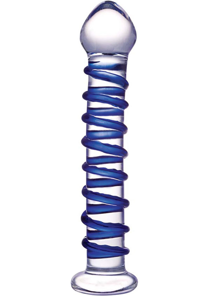 Glas Blue Spiral Glass Dildo - Blue/Clear