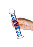 Glas Blue Spiral Glass Dildo - Blue/Clear