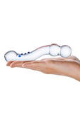 Glas Curved G-Spot Glass Textured Dildo - Blue/Clear - 6in