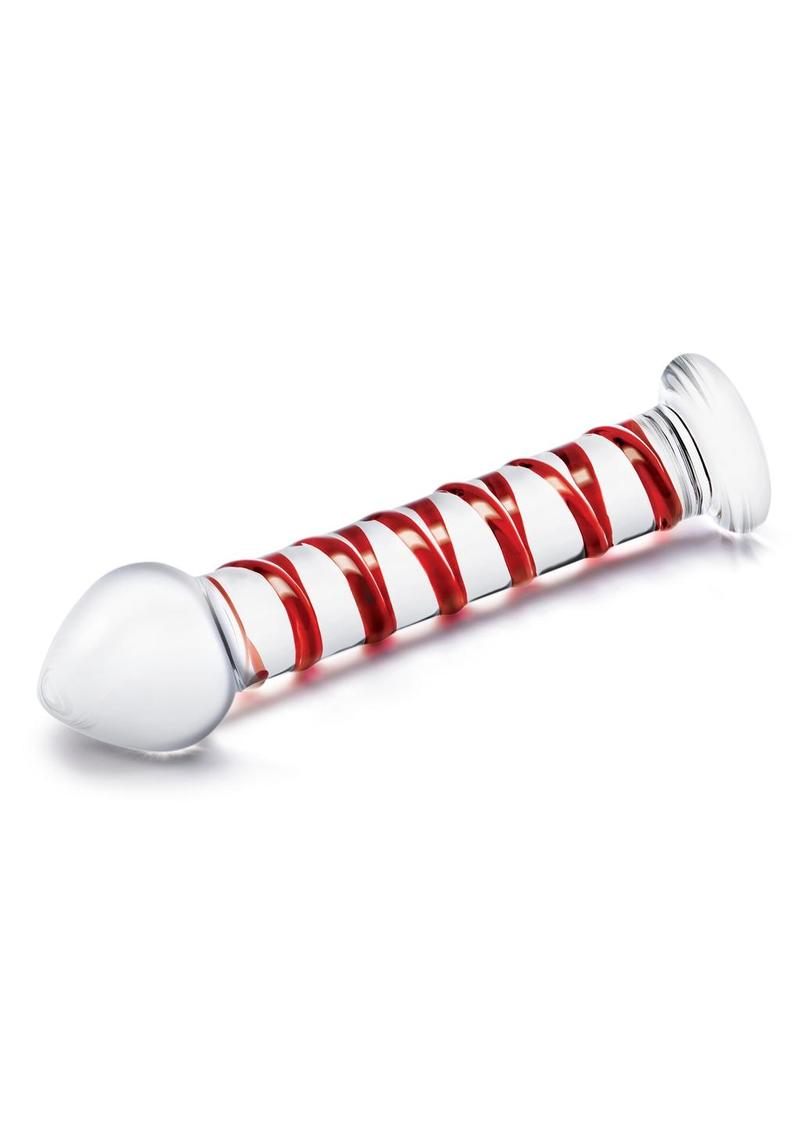 Glas Mr. Swirly Glass Dildo - Clear/Red - 8in