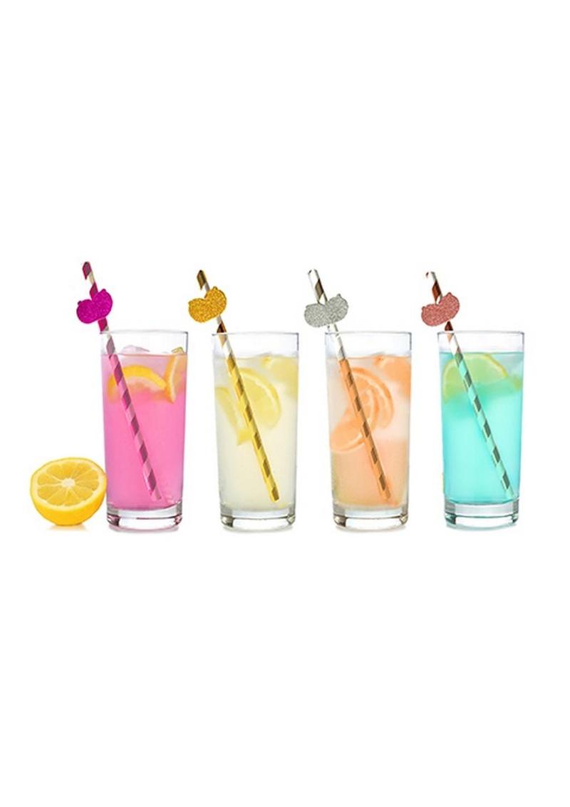 Glitterati Boobie Party Tall Party Straws - Assorted Color/Assorted Colors - 8 Per Pack