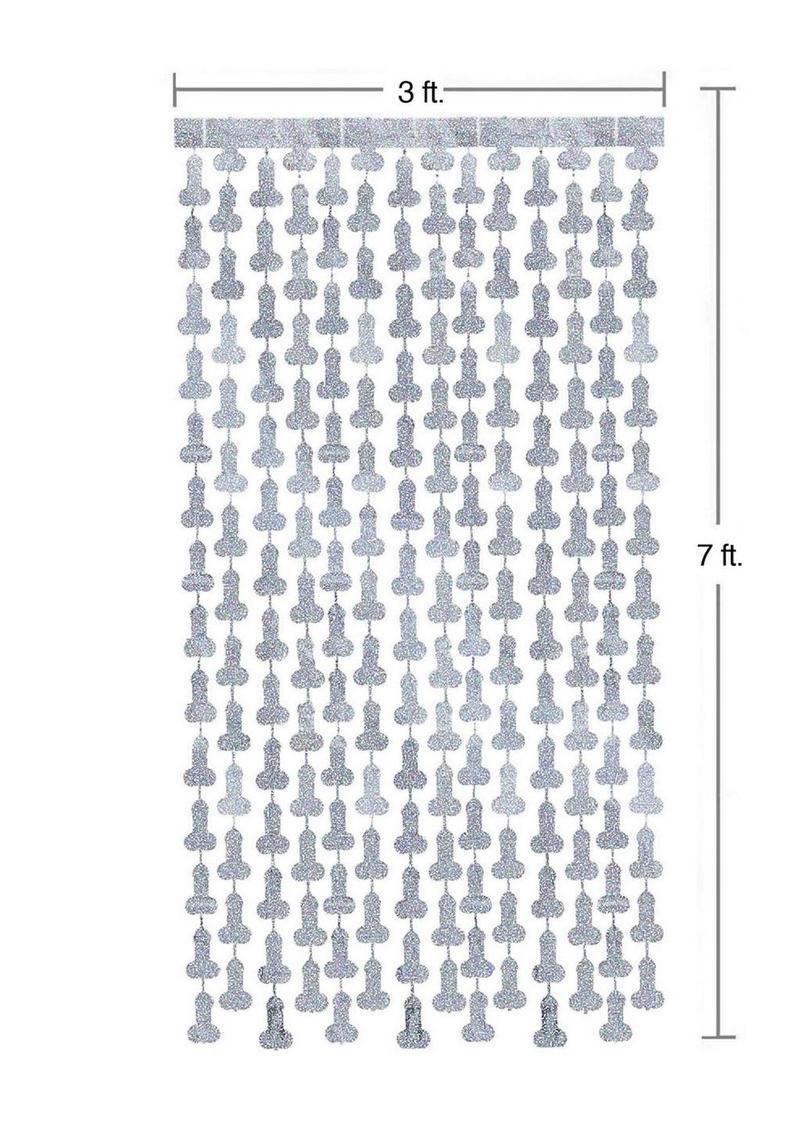 Glitterati Disco Penis Curtains (2 Each 6ft. Panels - Black/Silver