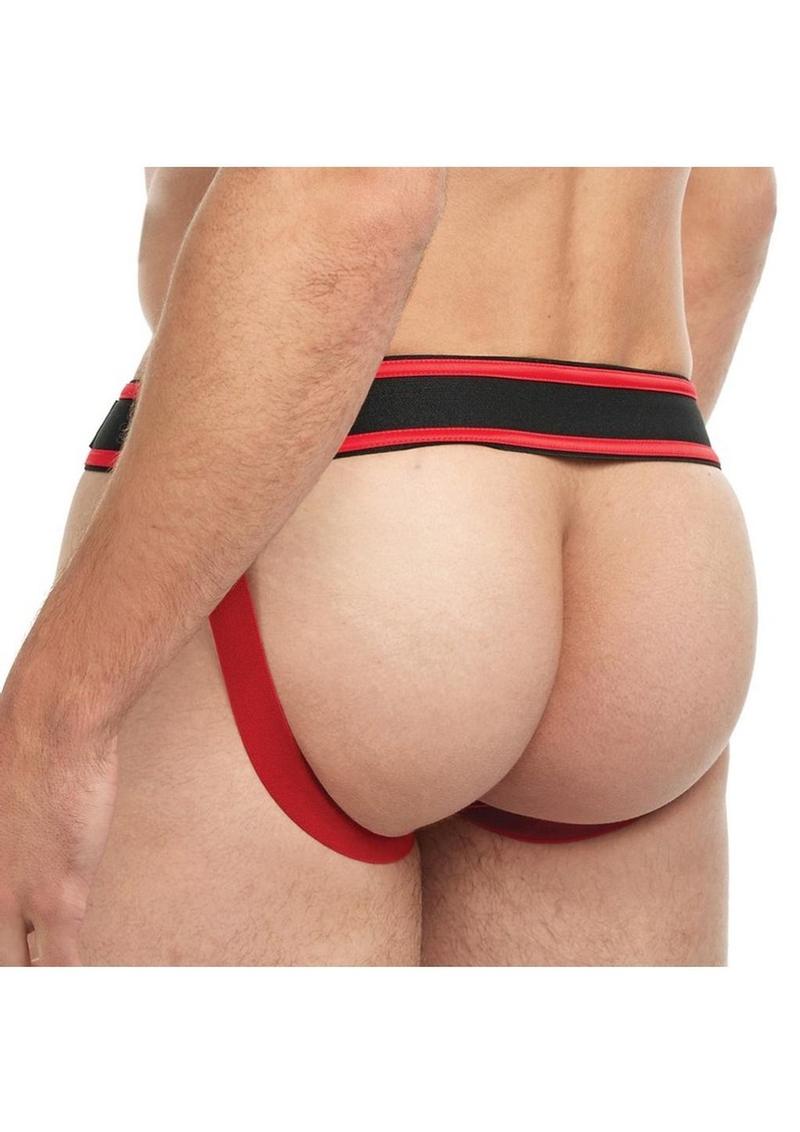 Goal Line Lace-Up Jockstrap - Red - Medium/Small