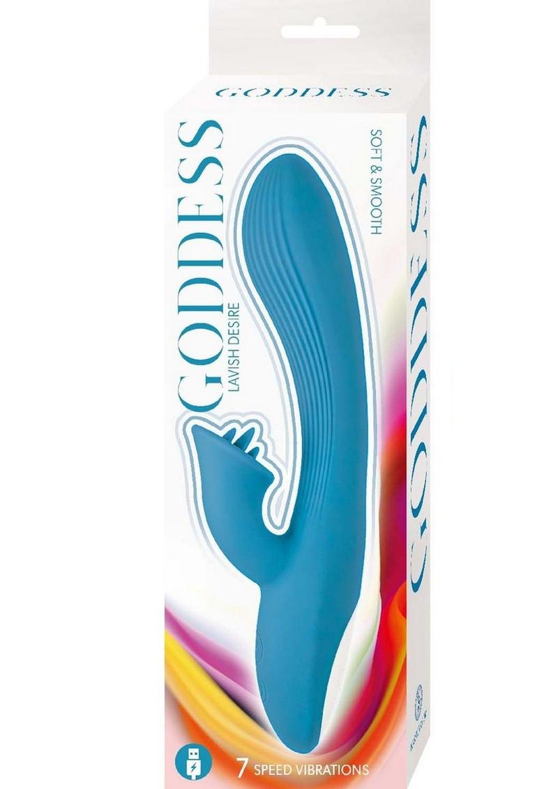 Goddess Lavish Desire Rechargeable Silicone Vibrator - Blue