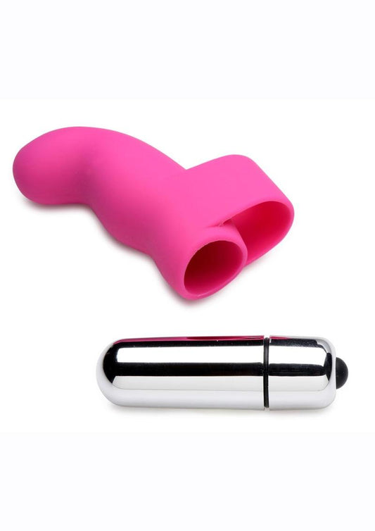 Gossip G-Thrill Silicone Finger Vibrator with Full Size Bullet - Pink