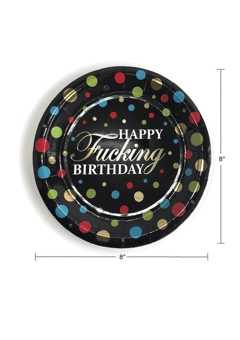 Happy F'n Birthday Plates - Multicolor - 8 Per Pack