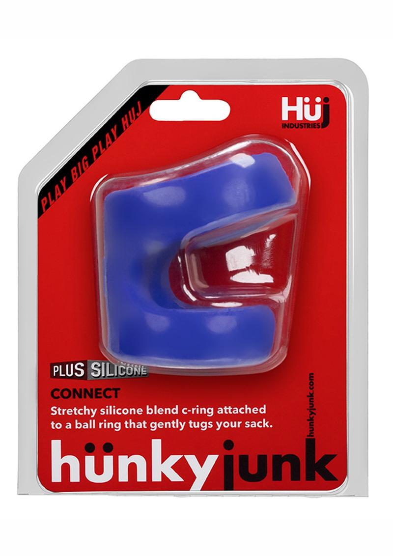 Hunkyjunk Connect Silicone Ball Tugger Cock Ring - Blue