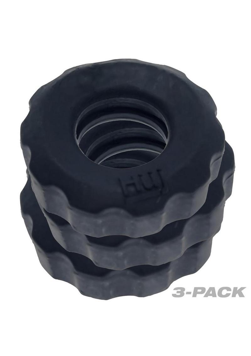 Hunkyjunk Huj Cockrings - Black/Tar Ice - 3 Pack