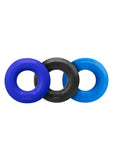 Hunkyjunk Huj3 Silicone C-Rings - Assorted Colors/Black/Blue/Teal - 3 Pack