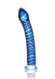 Icicles No. 29 Ribbed Glass G-Spot Dildo - Blue - 7in