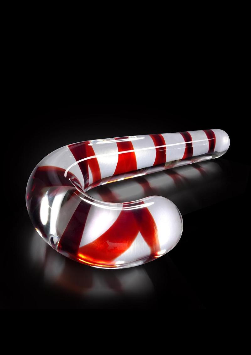 Icicles No 59 Candy Cane Glass Massager - Clear/Red