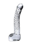 Icicles No. 61 Textured Glass G-Spot Dildo with Balls