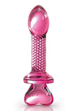 Icicles No. 82 Textured Glass Juicer Anal Probe with Heart Shaped Handle