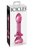 Icicles No. 82 Textured Glass Juicer Anal Probe with Heart Shaped Handle - Pink