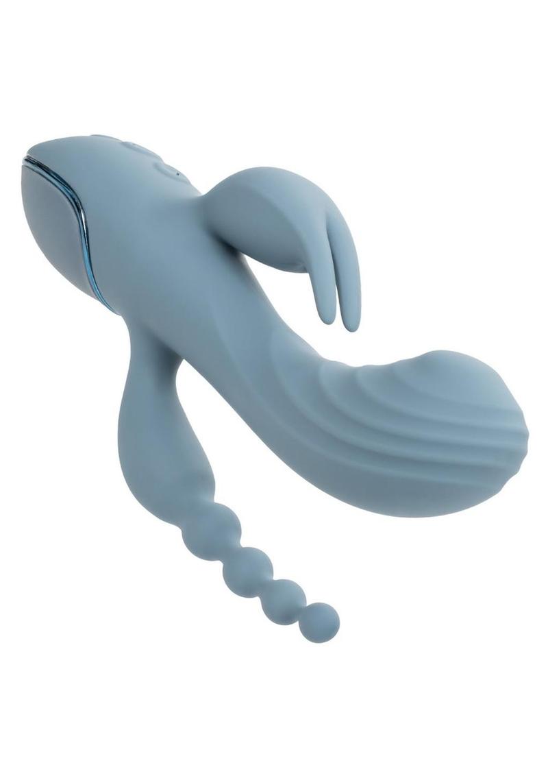 III Triple Ecstasy Rechargeable Silicone Stimulating Massager - Blue