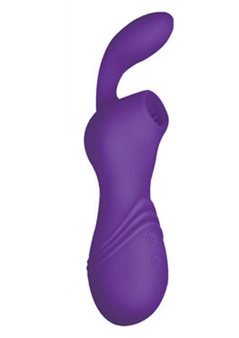 Infinitt Suction Massager Two Rechargeable Silicone Vibrator - Purple