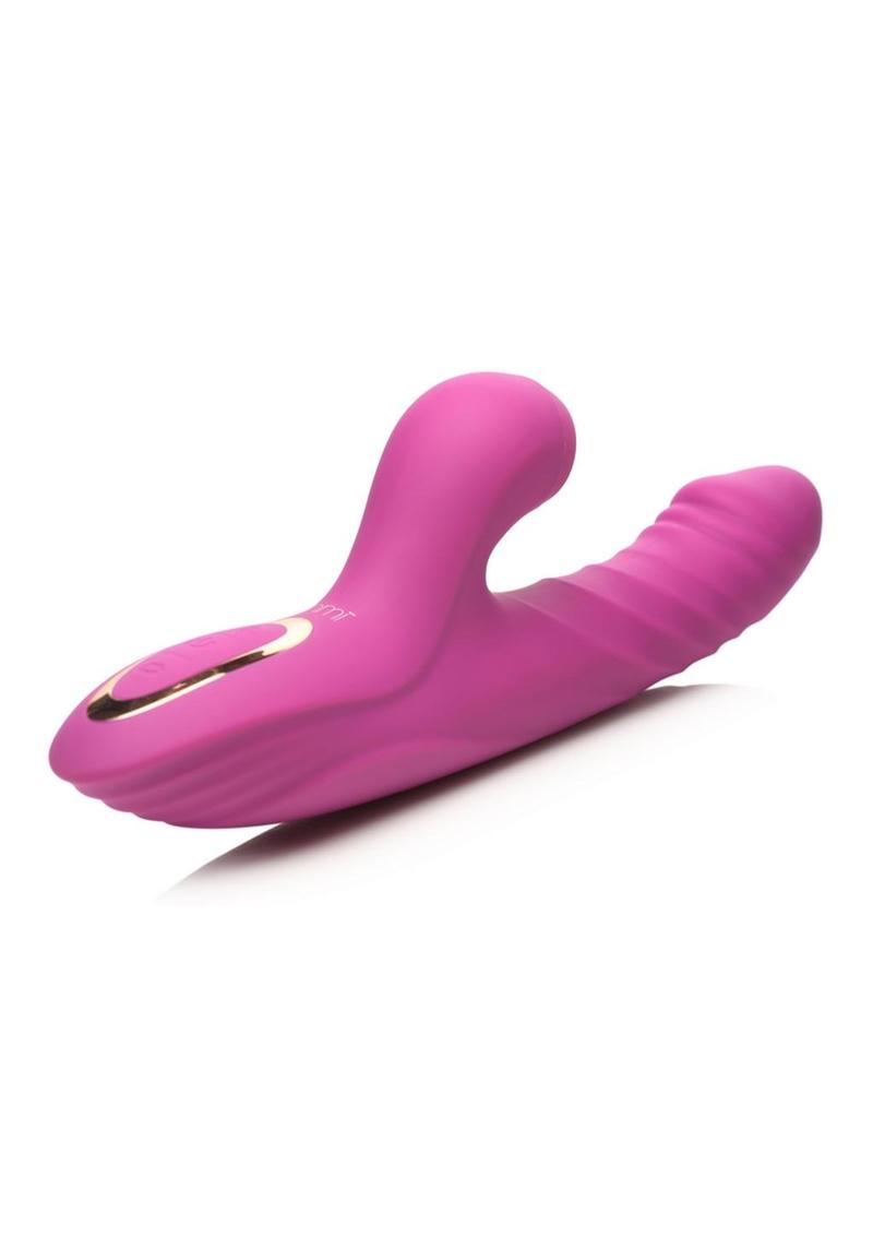 Inmi Bumping Bunny Thrusting Pulsing Rechargeable Silicone Rabbit Vibrator - Pink