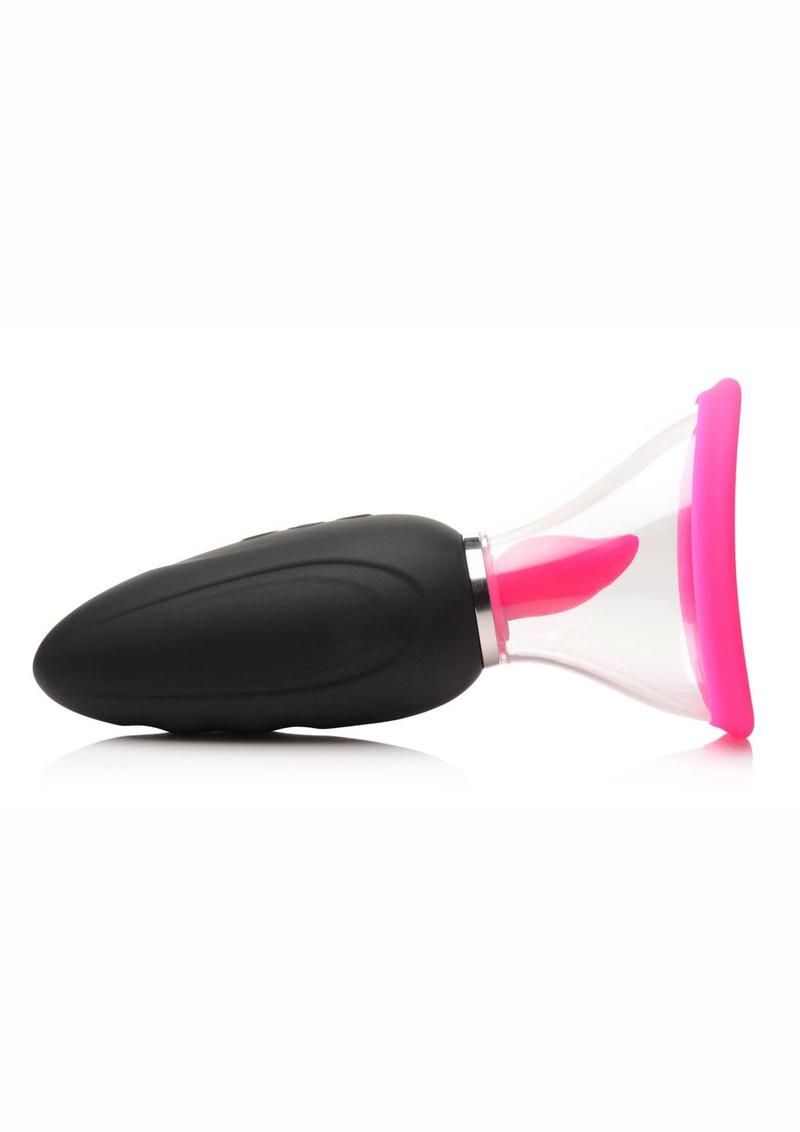 Inmi Lickgasm Mini 10x Licking and Sucking Rechargeable Silicone Clitoral Stimulator - Black/Clear/Pink