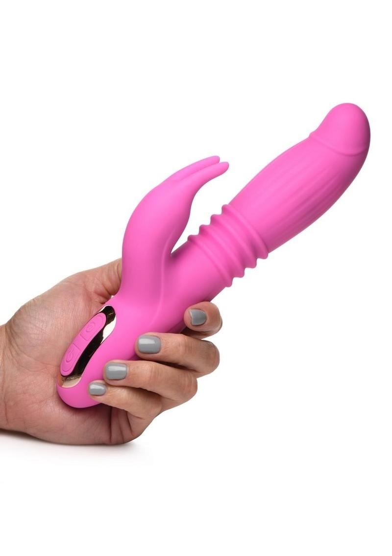 Inmi Lil' Swell 35x Thrusting and Swelling Rechargeable Silicone Rabbit Vibrator - Pink