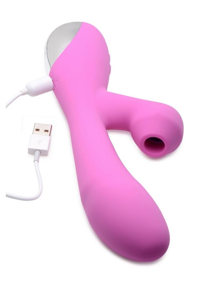 Inmi Shegasm 5 Star Rabbit Suction Come Hither Rechargeable Silicone Vibrator - Pink