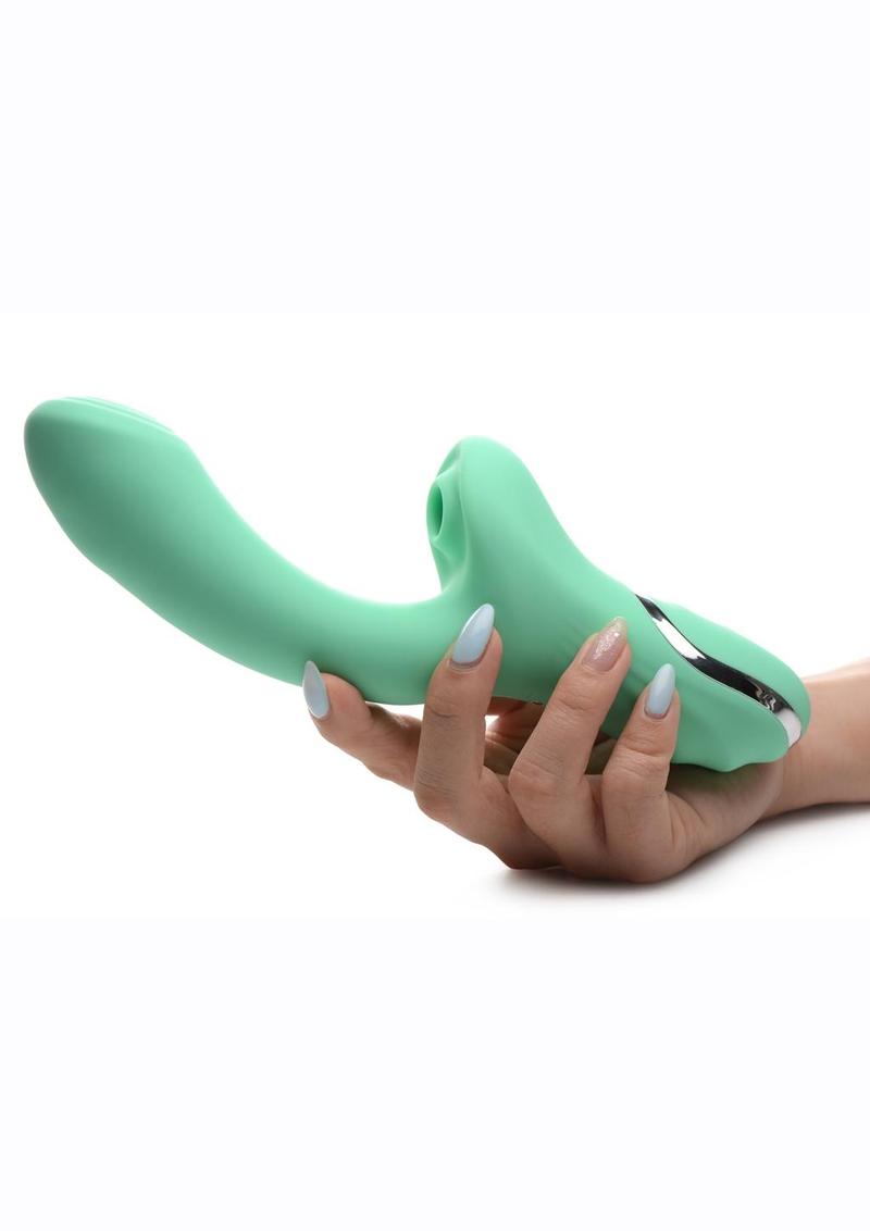 Inmi Shegasm Minty Rechargeable Silicone Suction Rabbit Vibrator - Teal