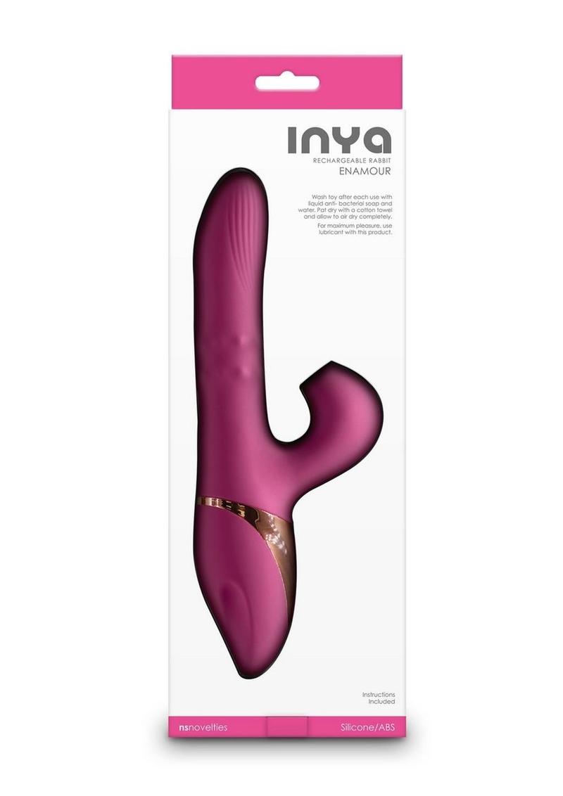 Inya Enamour Rechargeable Silicone Rabbit Vibrator with Air Pulse Clitoral Stimulator - Pink