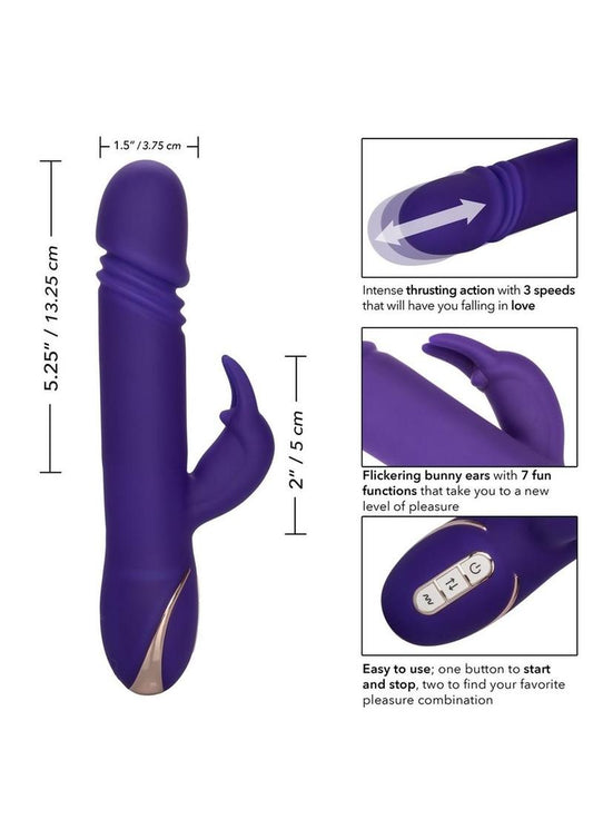 Jack Rabbit Signature Silicone Thrusting Rabbit Rechargeable Vibrator - Purple