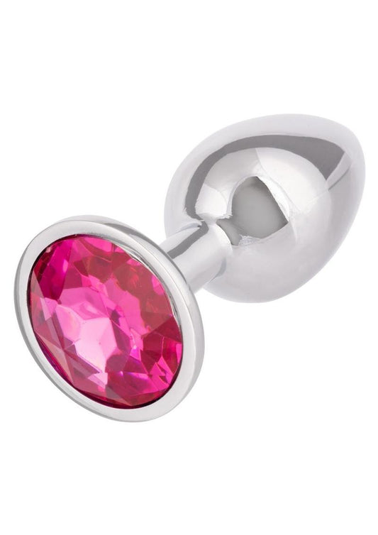 Jewel Rose Aluminum Anal Plug - Metal/Pink - Small