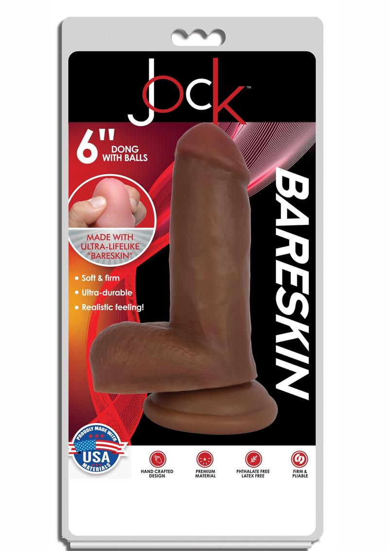 Jock Bareskin Realistic Dong with Balls - Caramel - 6in