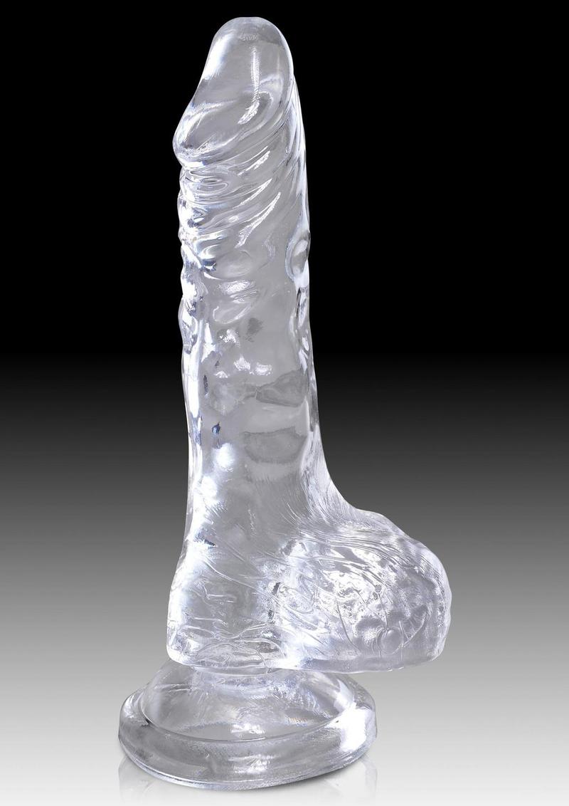 King Cock Dildo with Balls - Clear - 4in