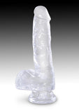 King Cock Dildo with Balls - Clear - 6in