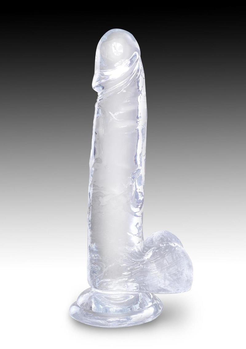 King Cock Dildo with Balls - Clear - 7in