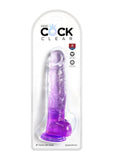 King Cock Clear Dildo with Balls - Clear/Purple - 8in